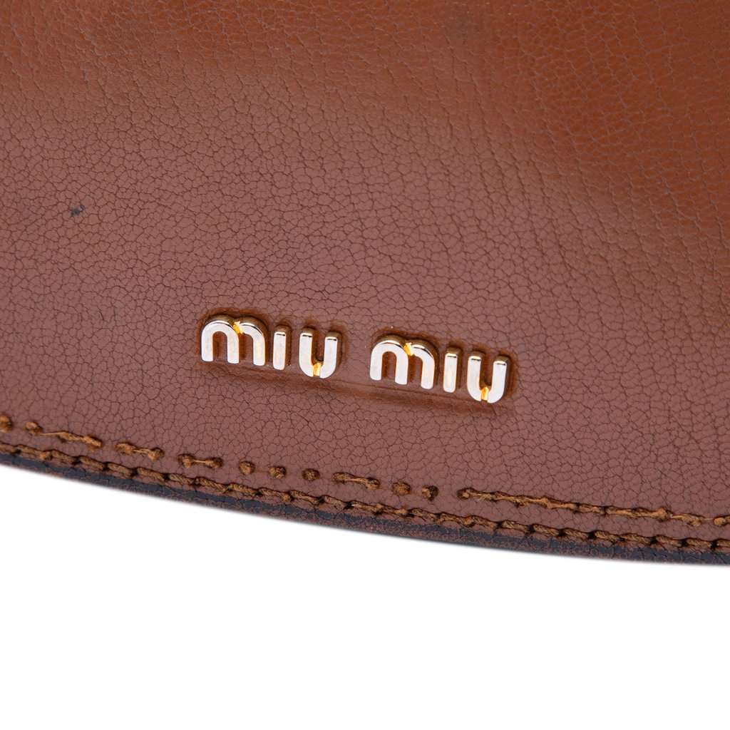 Miu Miu Mini Goatskin Madras Dahlia Satchel Brown Leather Very good condition - Box View