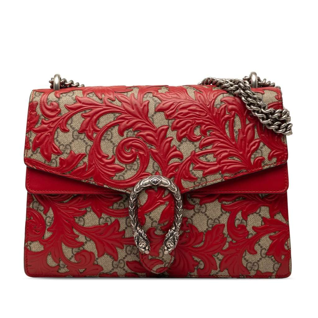 Gucci Medium GG Supreme Arabesque Dionysus Shoulder Bag Red Very good - Front View
