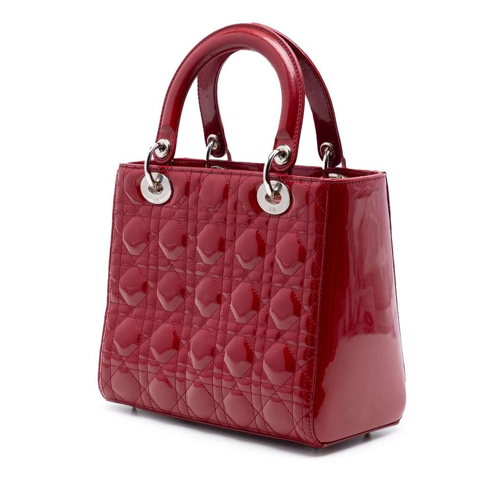 Dior Medium Patent Cannage Lady Dior Red Leather Very good condition - Back View