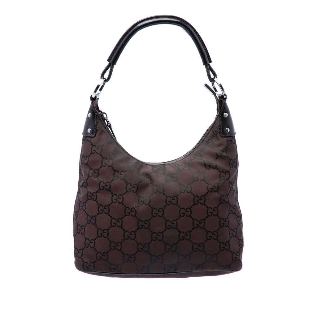 Gucci GG Nylon Shoulder Bag Brown Very good condition - Front View