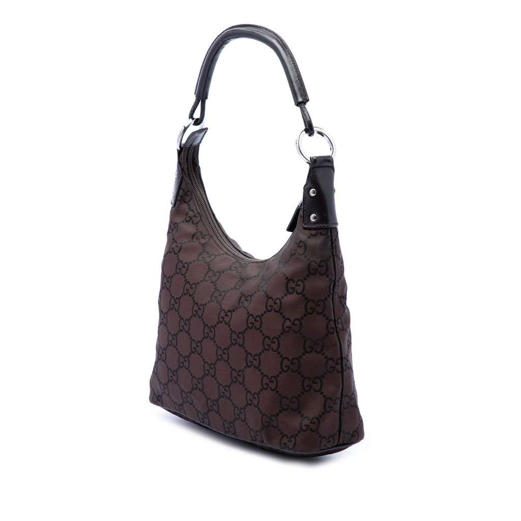 Gucci GG Nylon Shoulder Bag Brown Very good condition - Back View