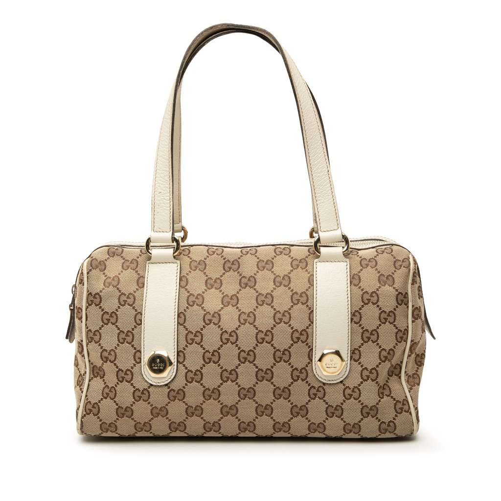 Gucci GG Canvas Charmy Boston Bag Beige Very good - Front View