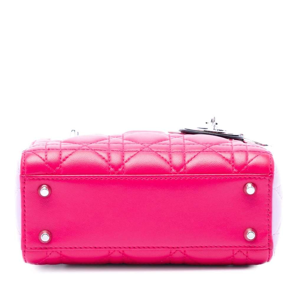 Dior Mini Tricolor Lambskin Cannage Lady Dior Pink Leather Very good condition - Inside View