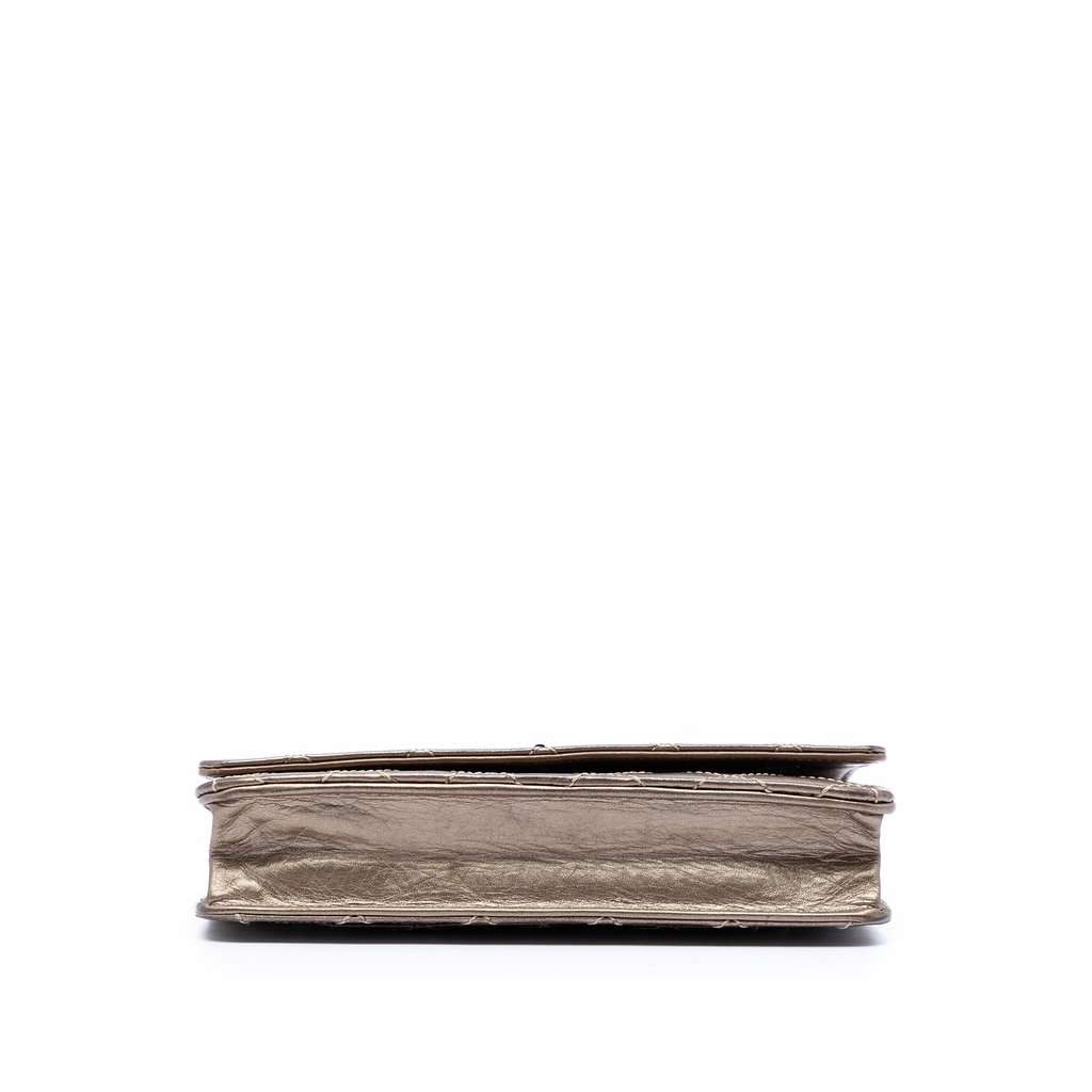Chanel Quilted Metallic Aged Calfskin Reissue 2.55 Wallet on Chain Brown Leather Very good condition - Inside View