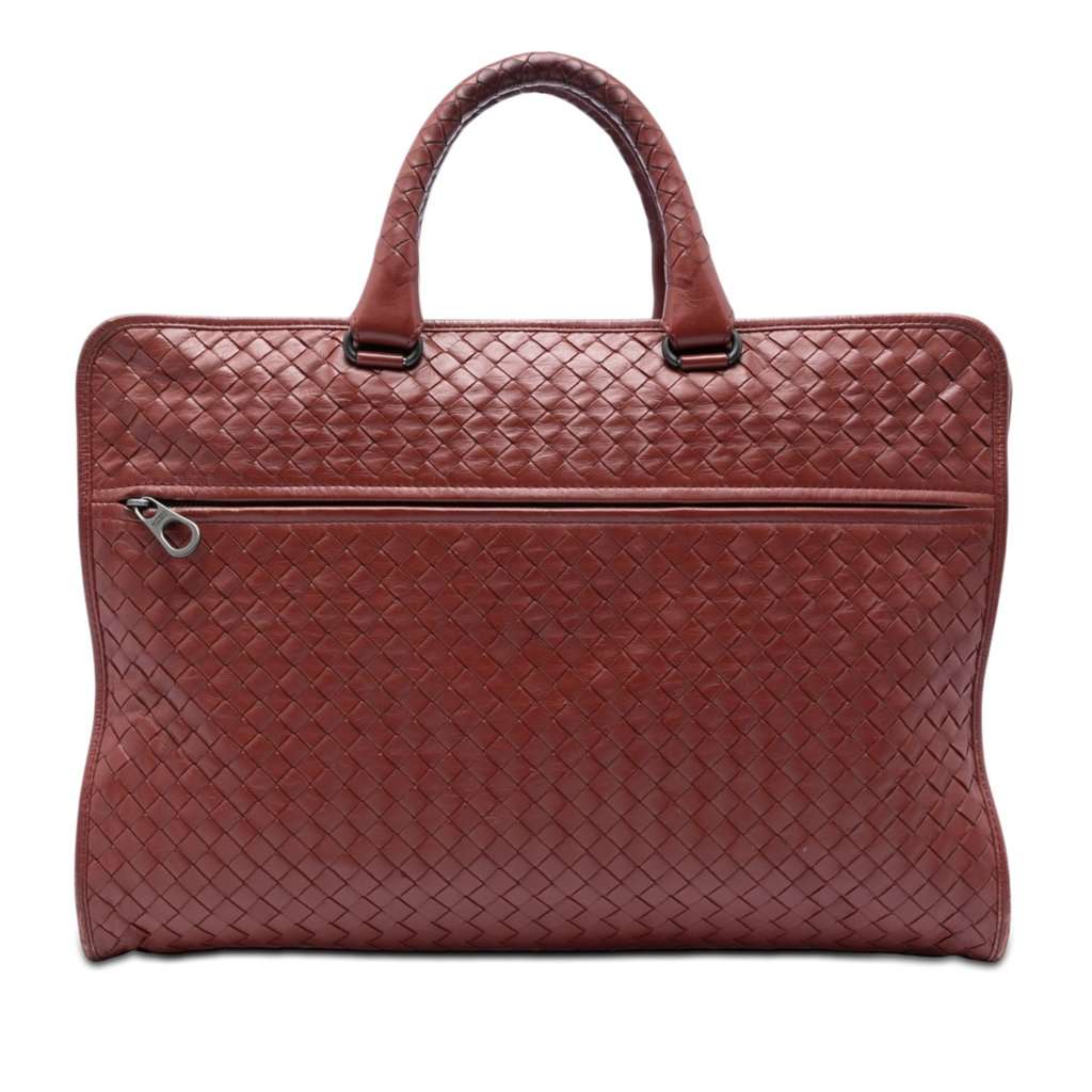 Bottega Veneta Nappa Intrecciato Business Bag Red Leather Very good condition - Front View