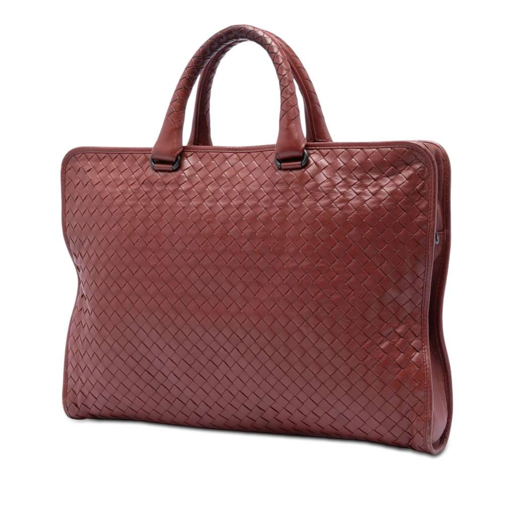 Bottega Veneta Nappa Intrecciato Business Bag Red Leather Very good condition - Back View