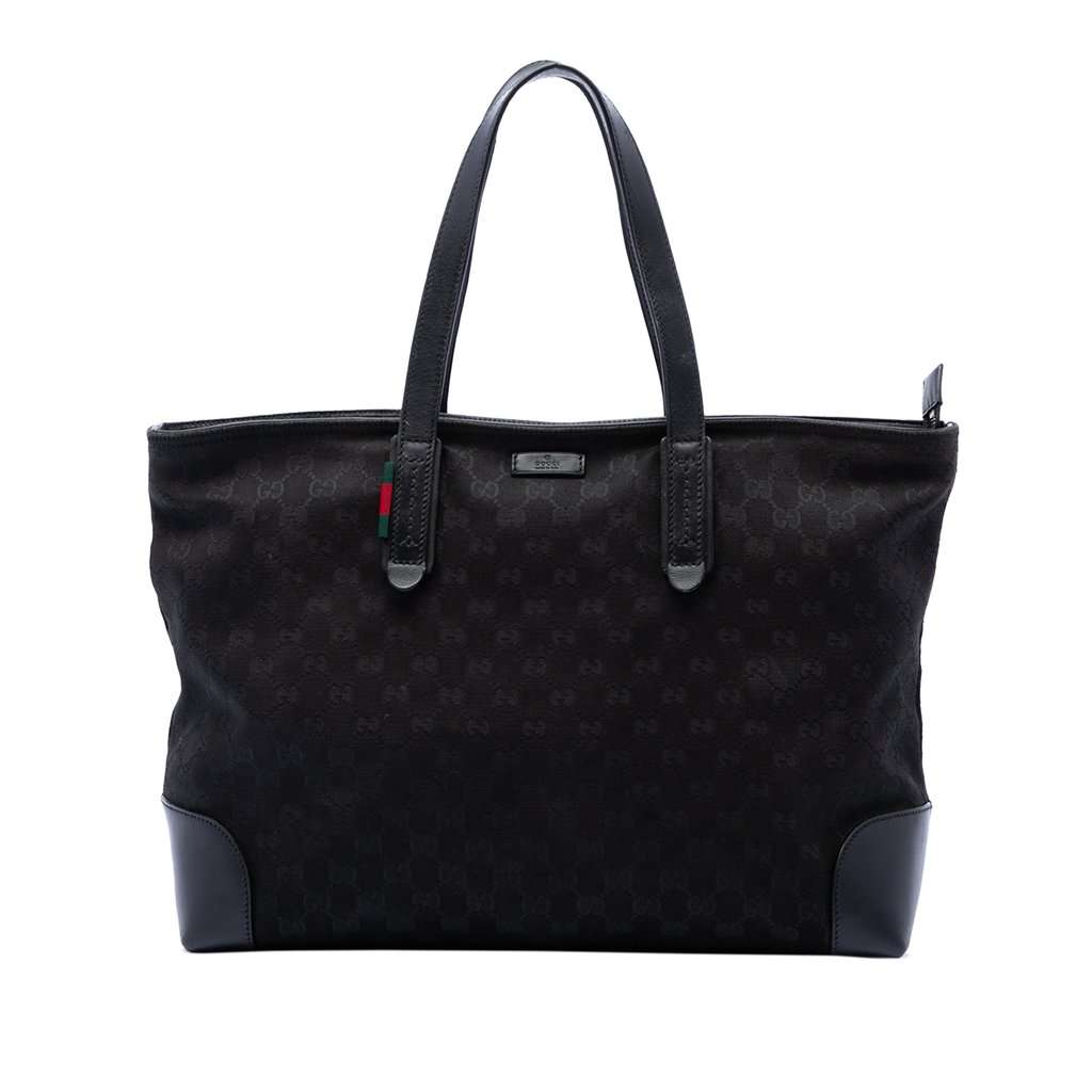 Gucci GG Canvas Web Tote Black Very good - Front View