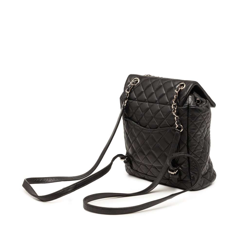 Chanel Small Lambskin Urban Spirit Backpack Black Leather Very good condition - Back View
