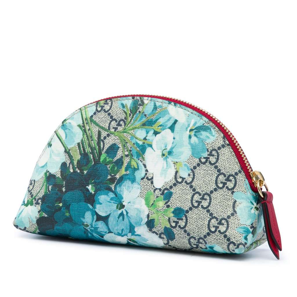 Gucci GG Supreme Blooms Cosmetic Pouch Beige Very good condition - Back View