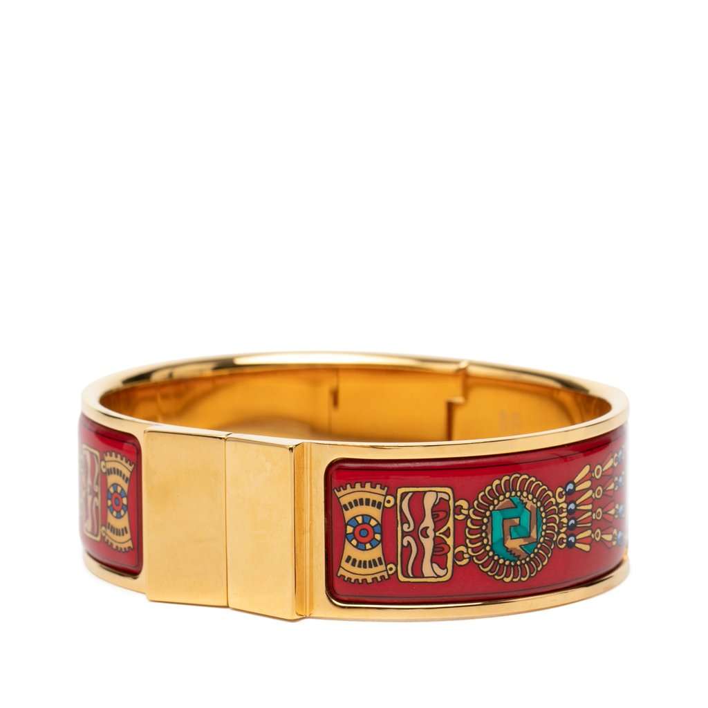 Hermès Wide Enamel Emaille Loquet Bracelet GM Red Very good - Back View