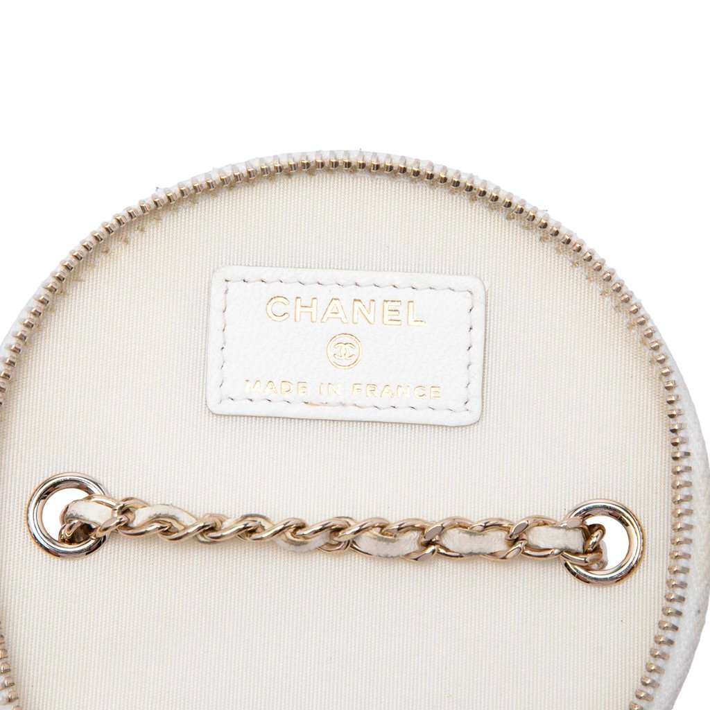 Chanel Quilted Lambskin Chain and Charm Vanity Case White Leather Very good - Box View