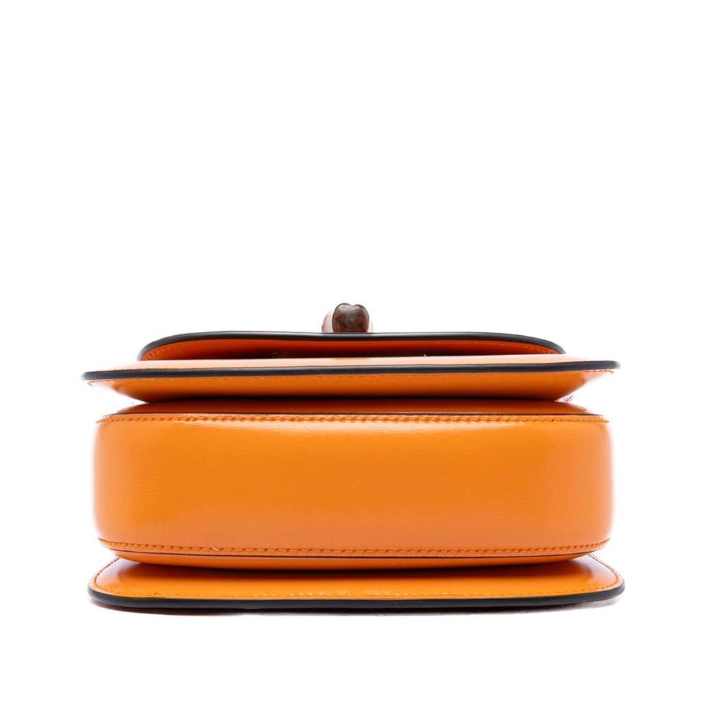 Gucci Mini Calfskin Web 1947 Bamboo Top Handle Bag Orange Leather Very good condition - Inside View