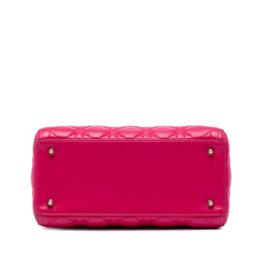 Dior Medium Lambskin Cannage Lady Dior Pink Leather Very good condition - Inside View