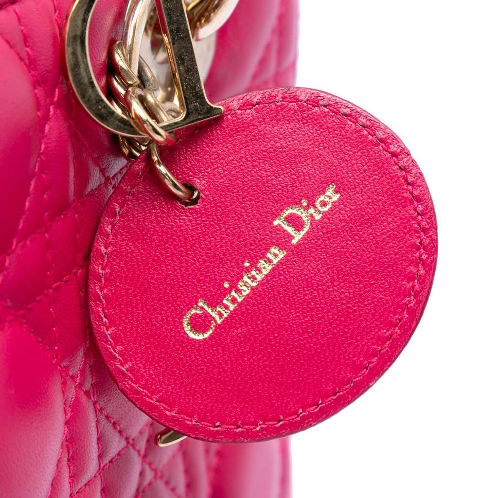 Dior Medium Lambskin Cannage Lady Dior Pink Leather Very good condition - Box View