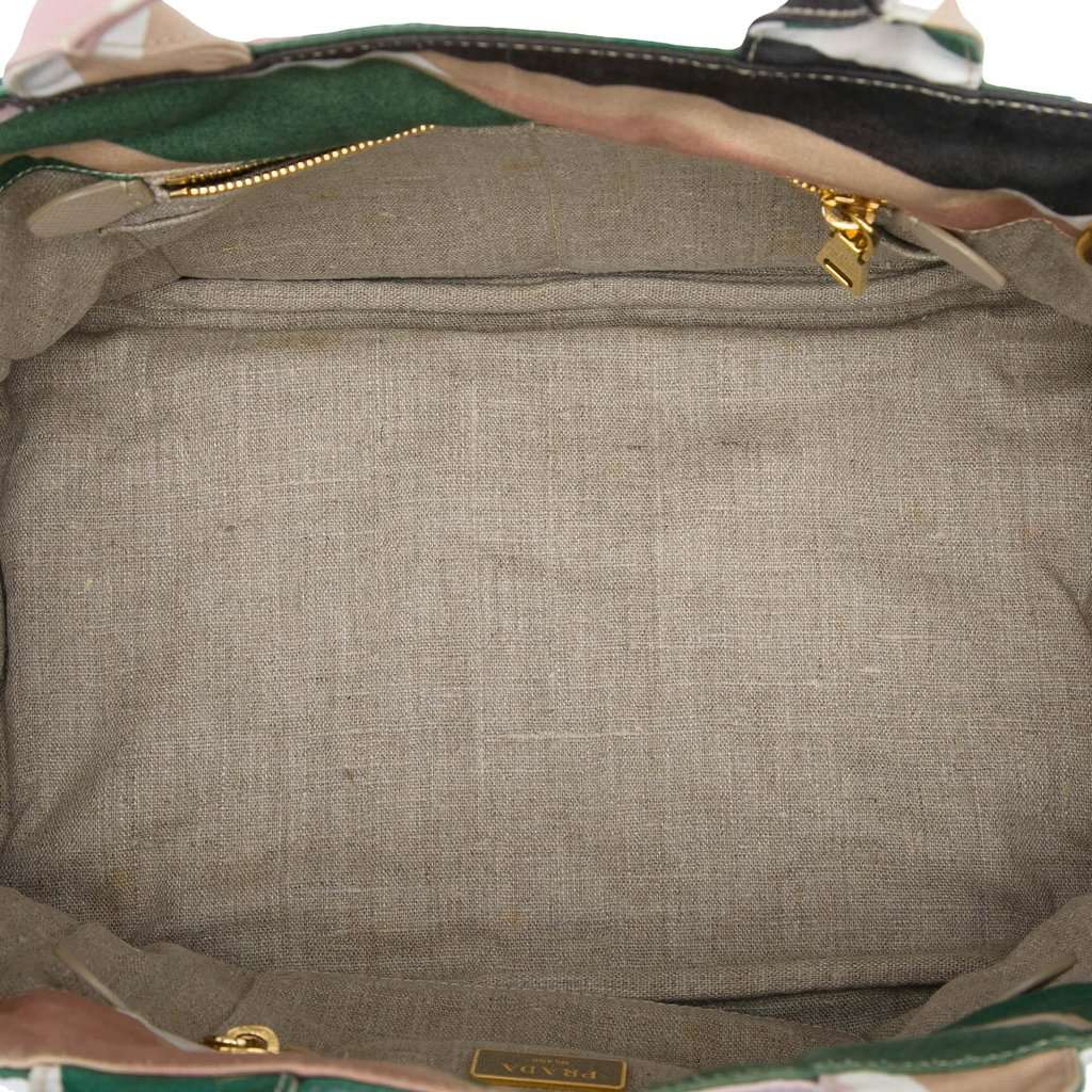 Prada Multicolor Printed Canvas Canapa Satchel White Very good - Model View