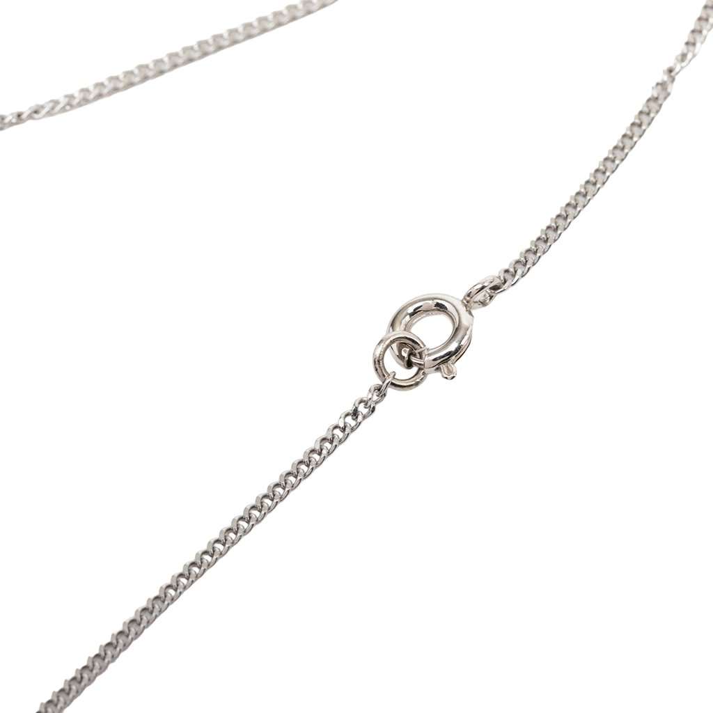 Chanel CC Brass Crystal Pendant Necklace Silver Metal Very good condition - Model View