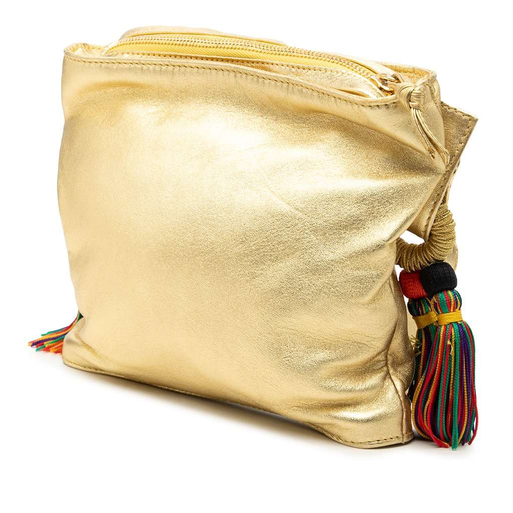Loewe Nappa Flamenco Tassel Crossbody Gold Leather Very good - Back View
