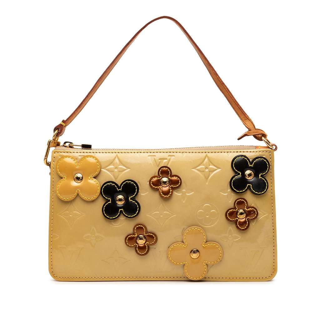 Louis Vuitton Monogram Vernis Pochette Lexington Fleurs Yellow Leather Good - Front View