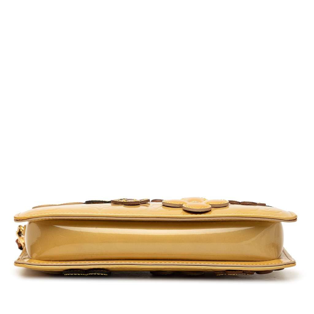 Louis Vuitton Monogram Vernis Pochette Lexington Fleurs Yellow Leather Good - Inside View