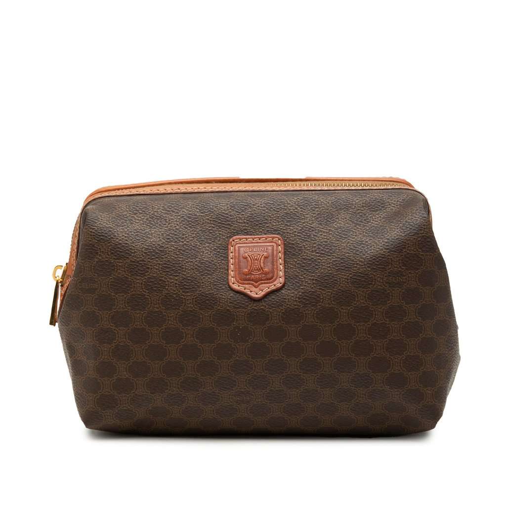 Celine Macadam Coated Canvas Pouch Brown Very good condition - Front View