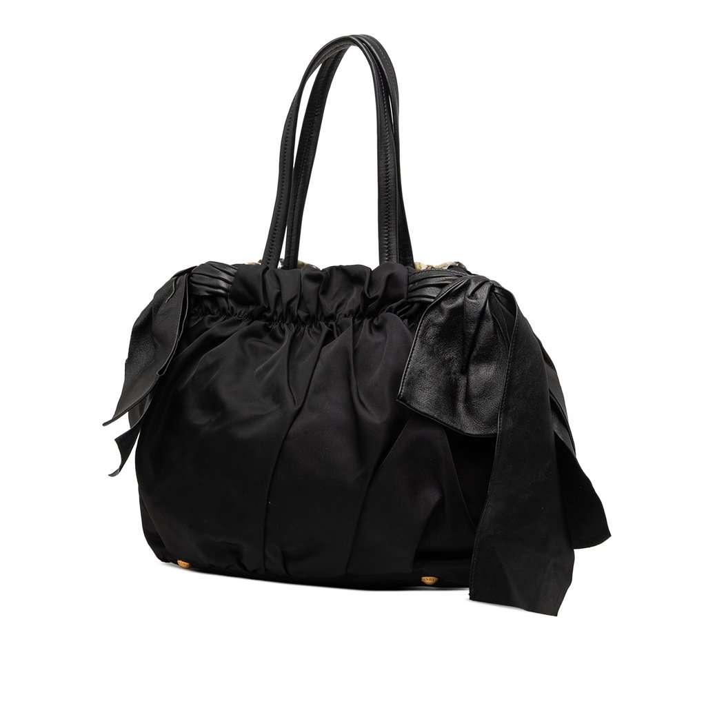 Prada Tessuto Python Print Bow Satchel Black Very good condition - Back View