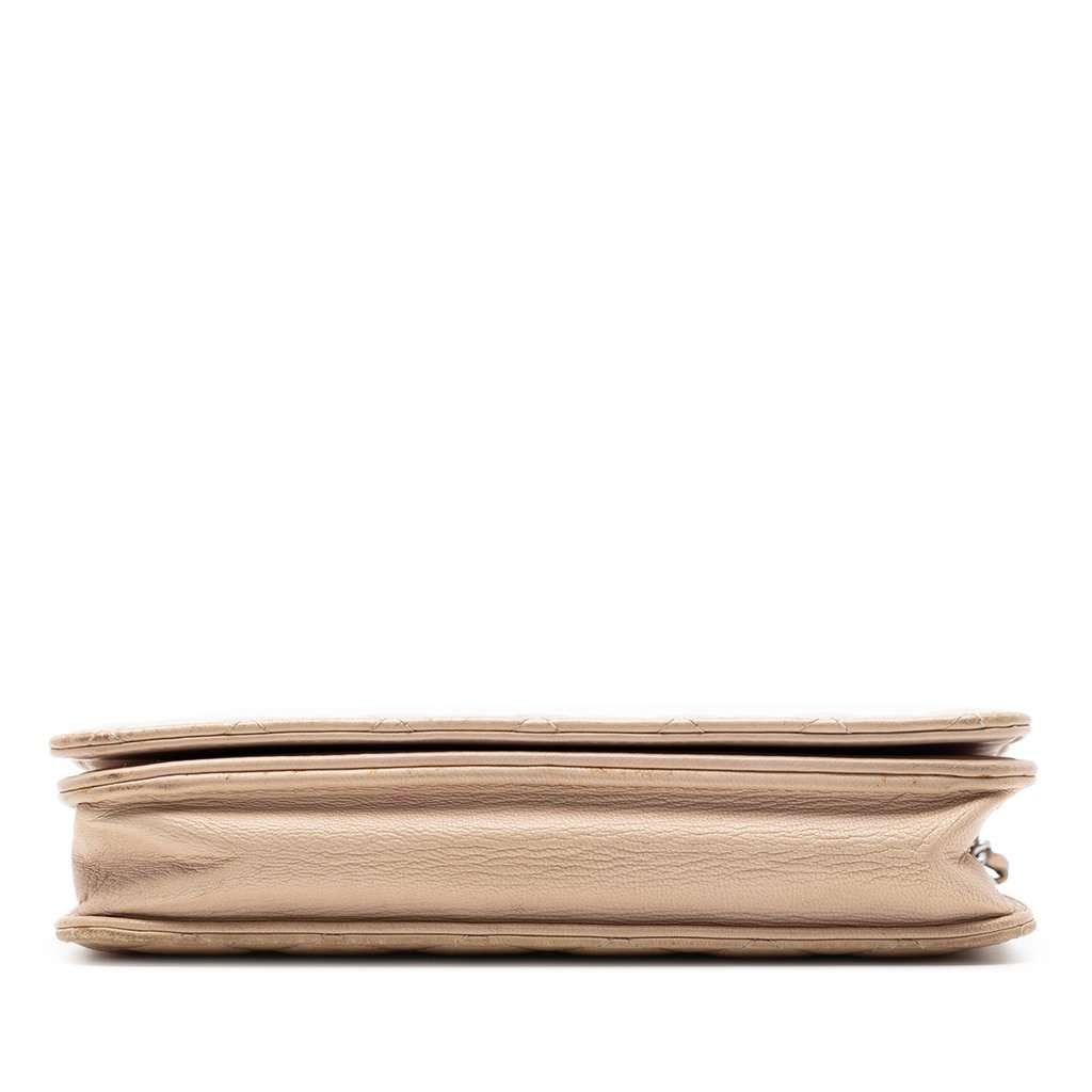 Chanel CC Quilted Lambskin Diamond Wallet On Chain Beige Leather Very good condition - Inside View