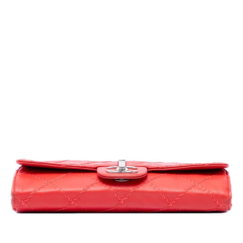 Chanel CC Quilted Lambskin Ultimate Stitch Wallet On Chain Red Leather Very good condition - Inside View