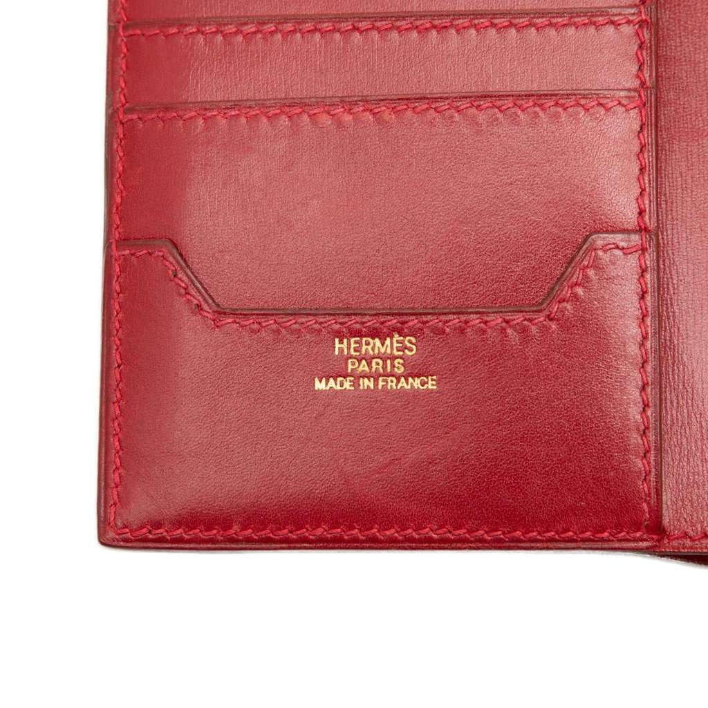 Hermès Box Calf Compact Wallet Red Leather Very good - Box View