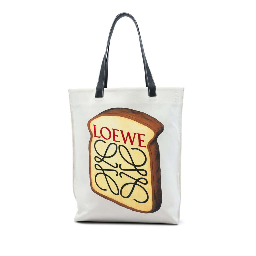 LOEWE Canvas Anagram Toast Tote White Good - Front View