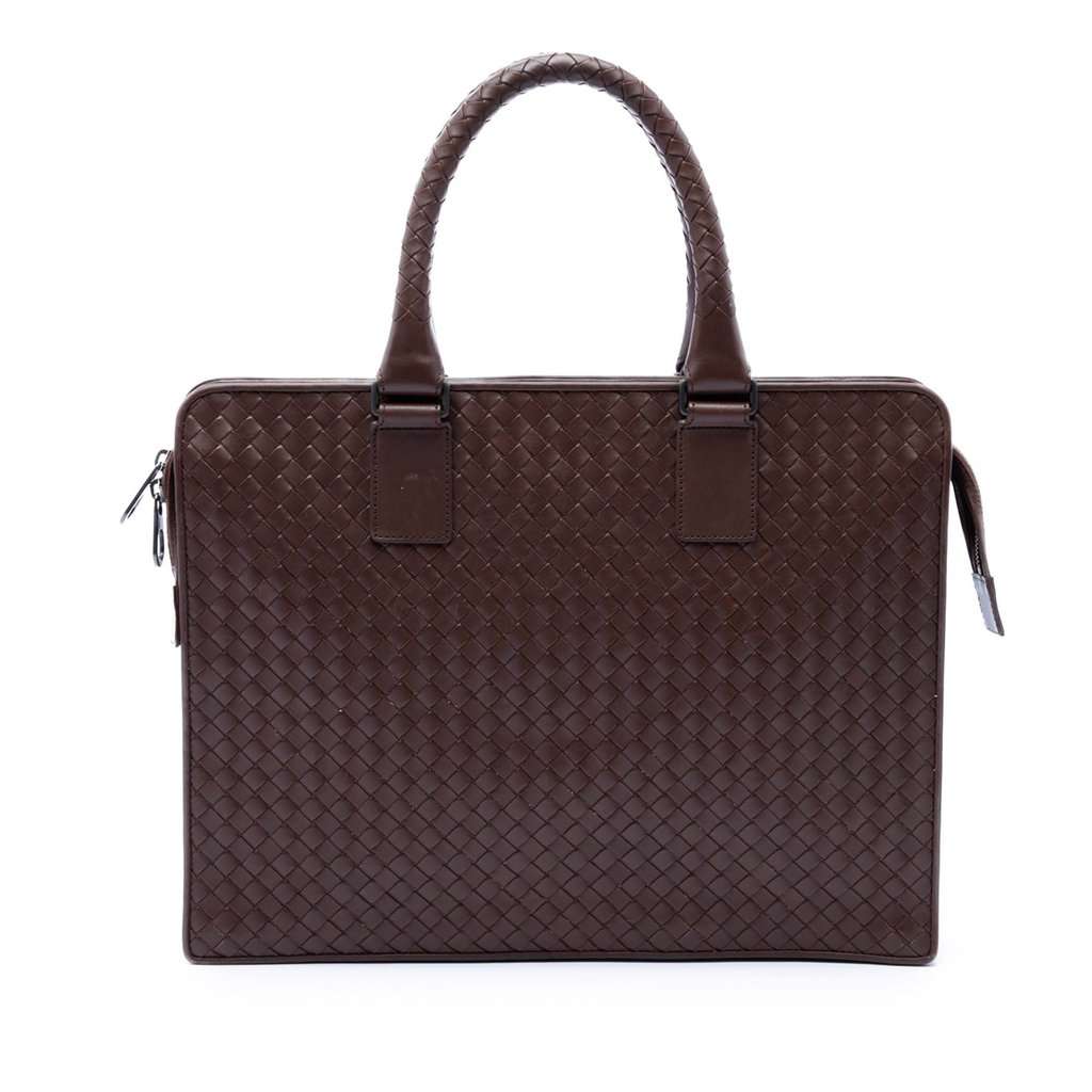 Bottega Veneta Nappa Intrecciato Business Bag Brown Leather Very good condition - Front View