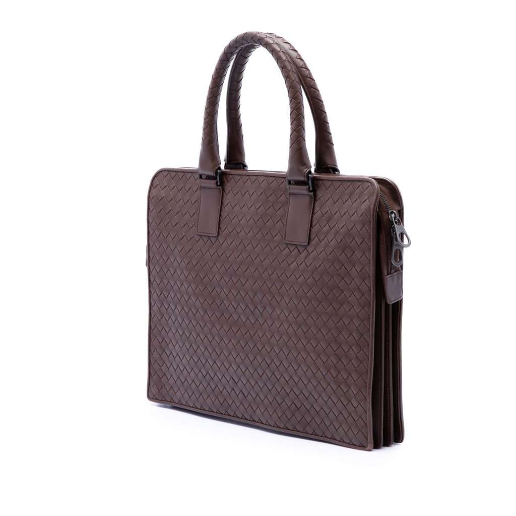 Bottega Veneta Nappa Intrecciato Business Bag Brown Leather Very good condition - Back View