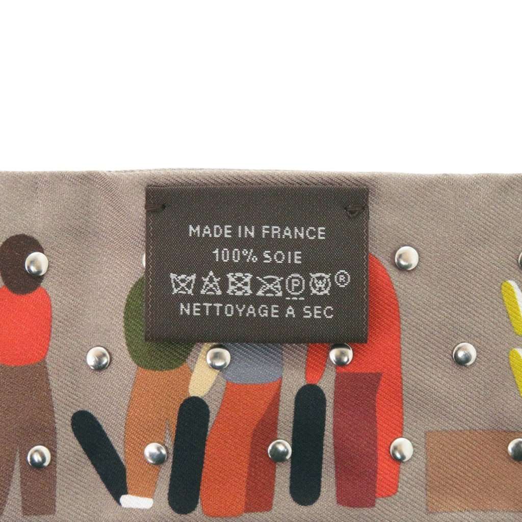 Hermès Figures Libres Studded Silk Twilly Scarf Brown Very good - Back View
