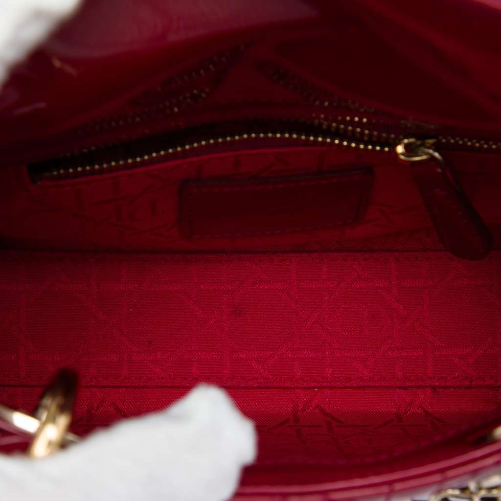 Dior Mini Patent Cannage Lady Dior Red Leather Very good - Model View