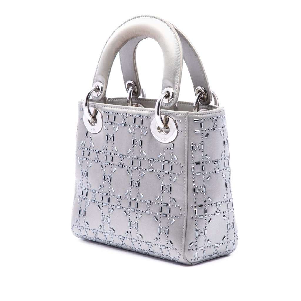 Dior Mini Satin Cannage Crystal Embellished Lady Dior MultiColor Very good condition - Back View