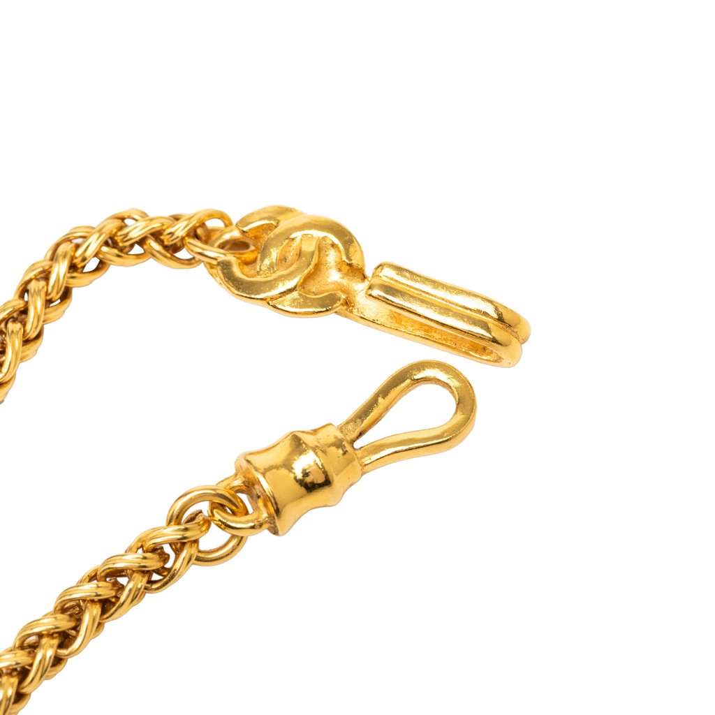 Chanel CC Gold-Plated Filigree Fringe Pendant Necklace Gold Metal Very good - Box View