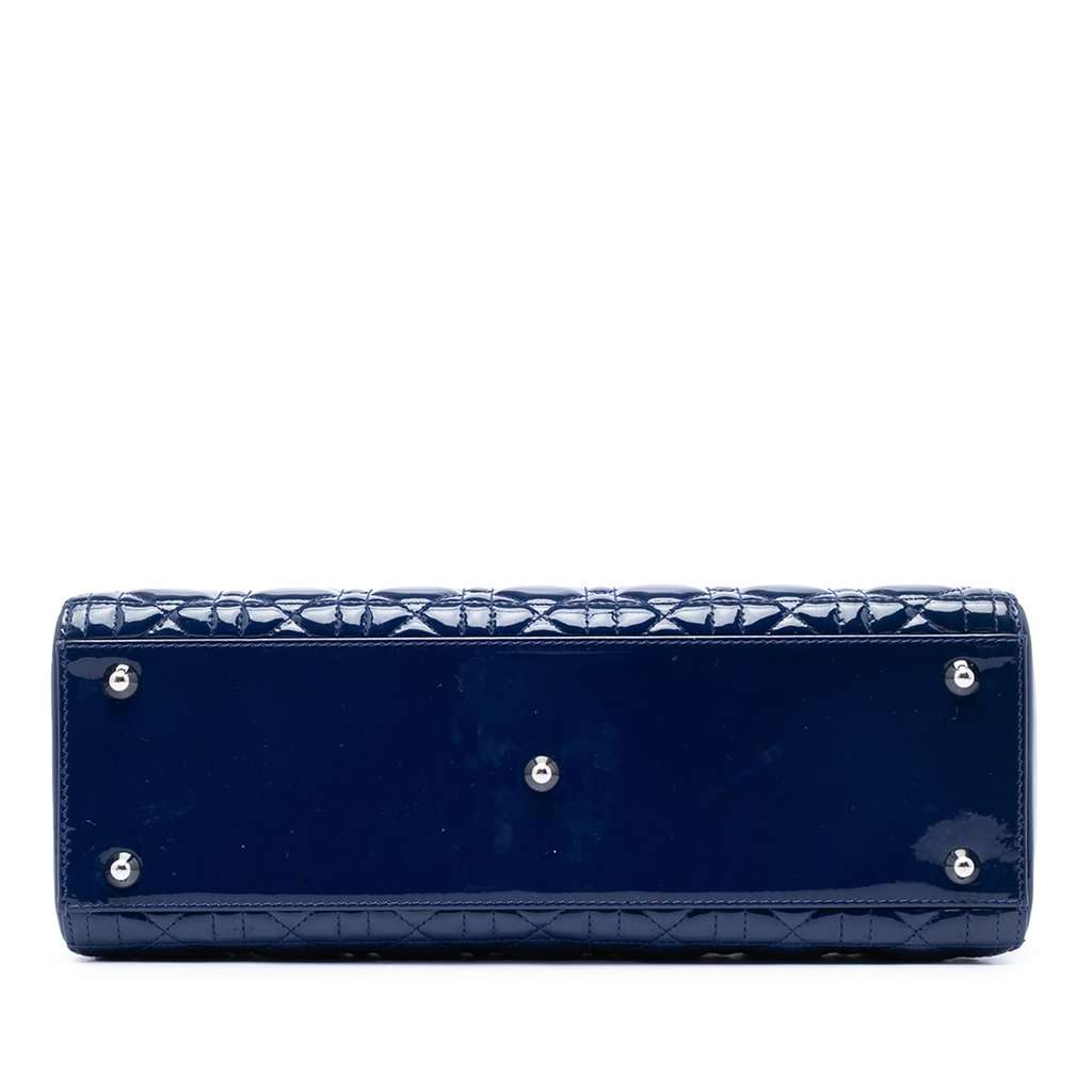 Dior Large Patent Cannage Lady Dior Blue Leather Very good condition - Inside View
