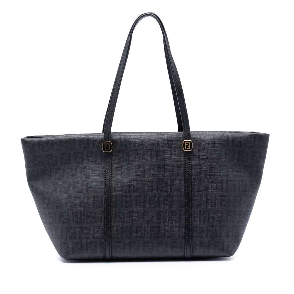 Fendi Zucchino Coated Canvas Tote Navy Very good condition - Front View