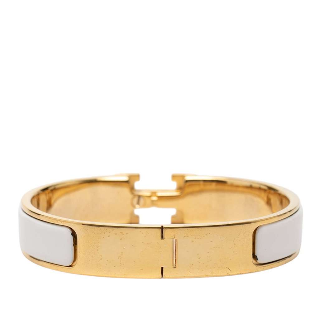 Hermès Narrow Enamel Clic H Bracelet PM White Very good - Inside View