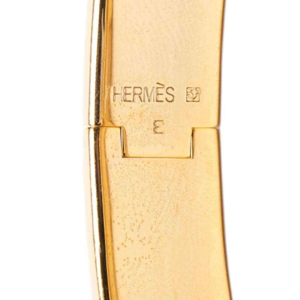 Hermès Narrow Enamel Clic H Bracelet PM White Very good - Model View