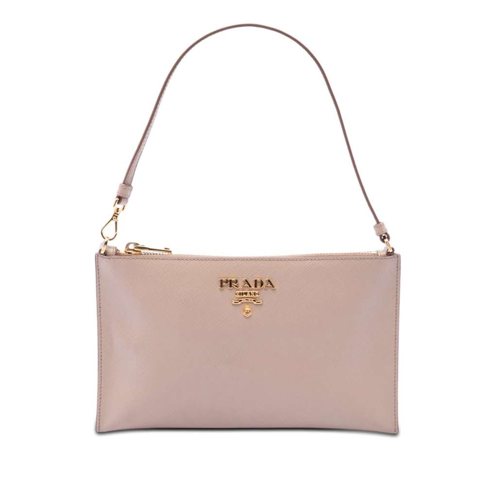 Prada Saffiano Lux Pochette Pink Leather Very good - Front View