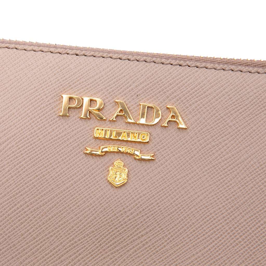 Prada Saffiano Lux Pochette Pink Leather Very good - Box View