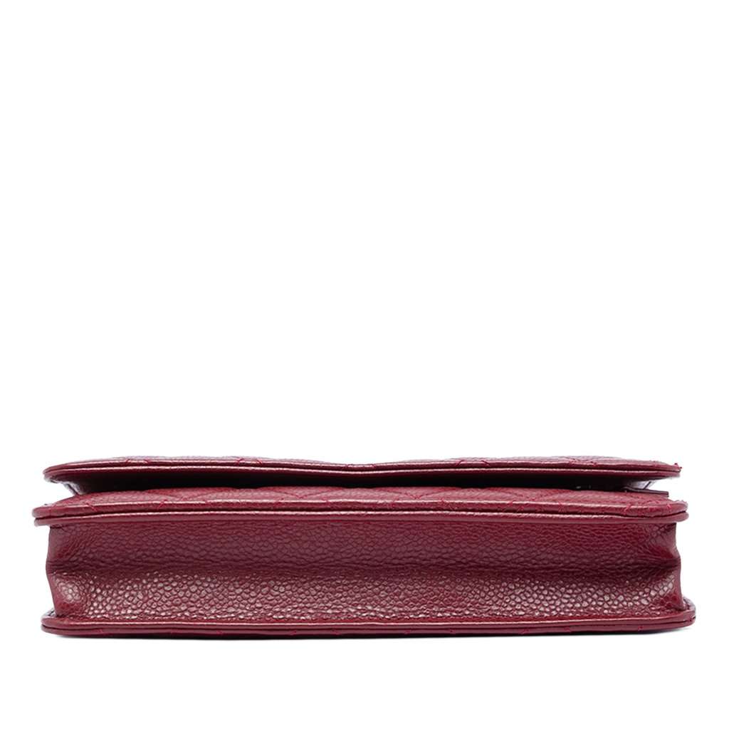 Chanel CC Quilted Caviar Wallet on Chain Red Leather Very good - Inside View