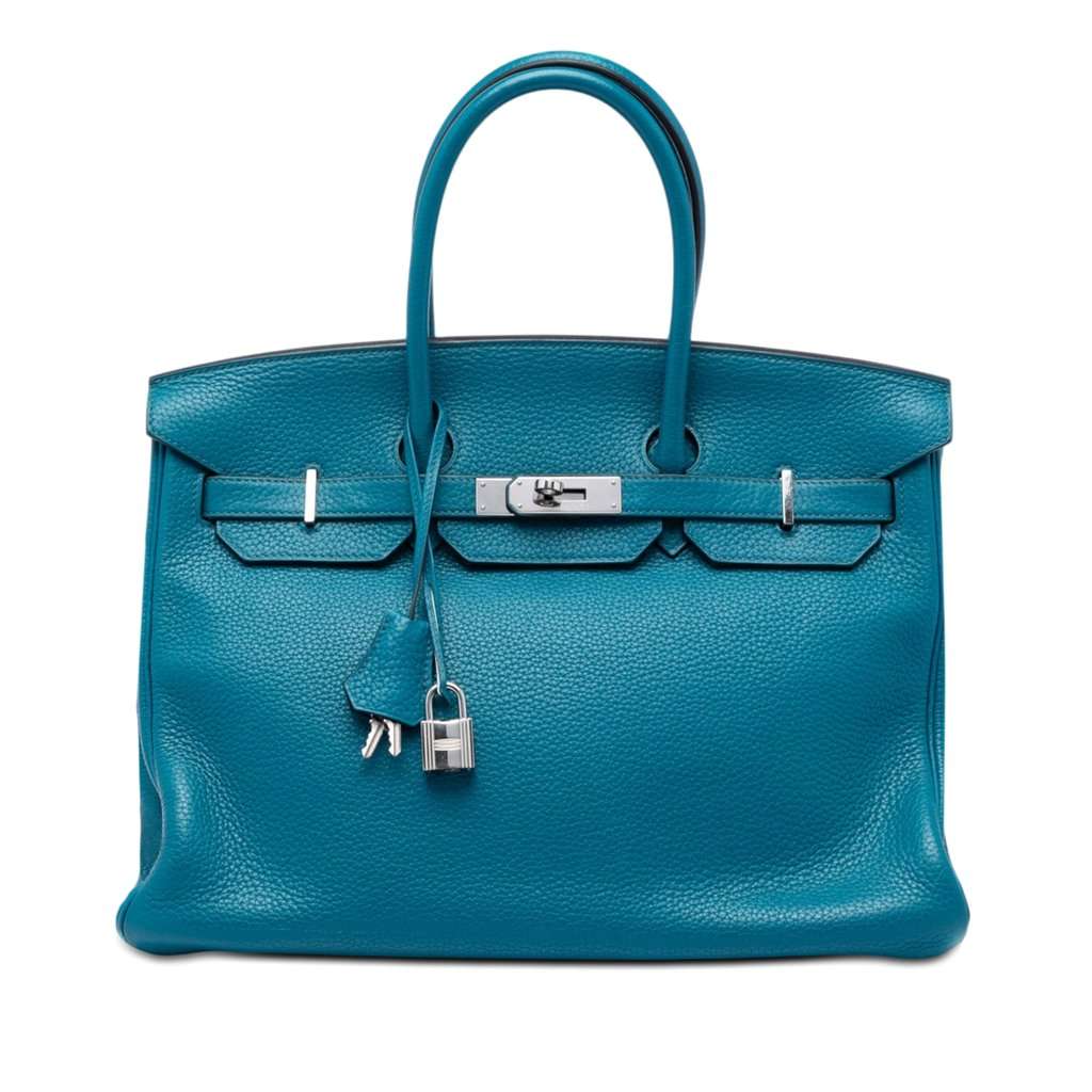 Hermès Clemence Verso Birkin Retourne 35 Blue Leather Very good condition - Front View
