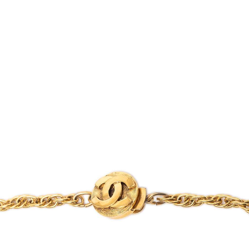 Chanel Gold Plated Medallion Coat of Arms Sunburst Pendant Necklace Gold Metal Very good condition - Model View