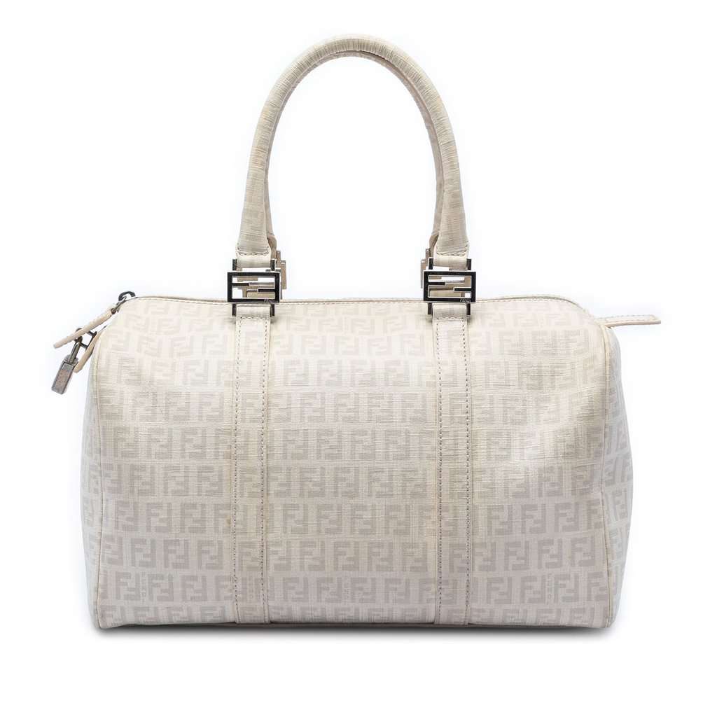 Fendi Zucchino Spalmati Forever Bauletto Boston Bag Beige Very good condition - Front View