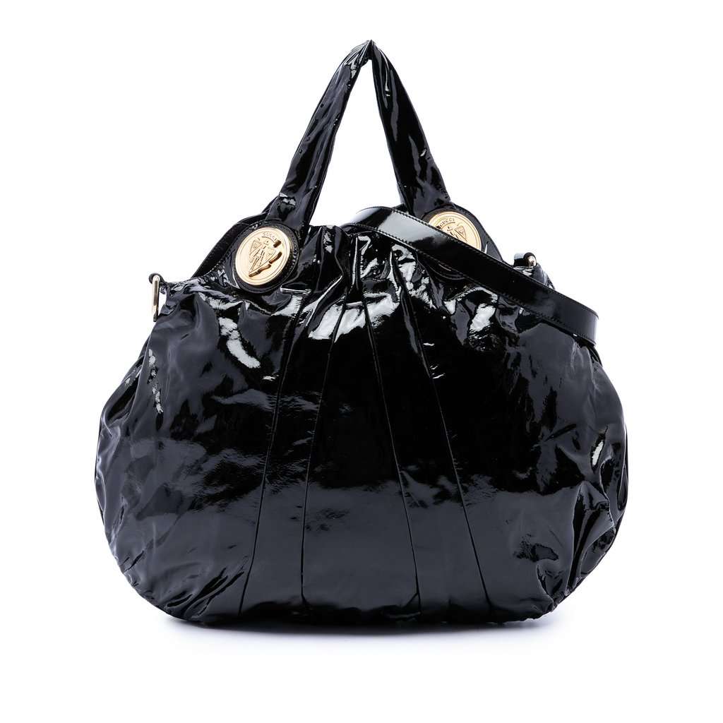Gucci Large Patent Hysteria Satchel Black Leather Very good - Front View