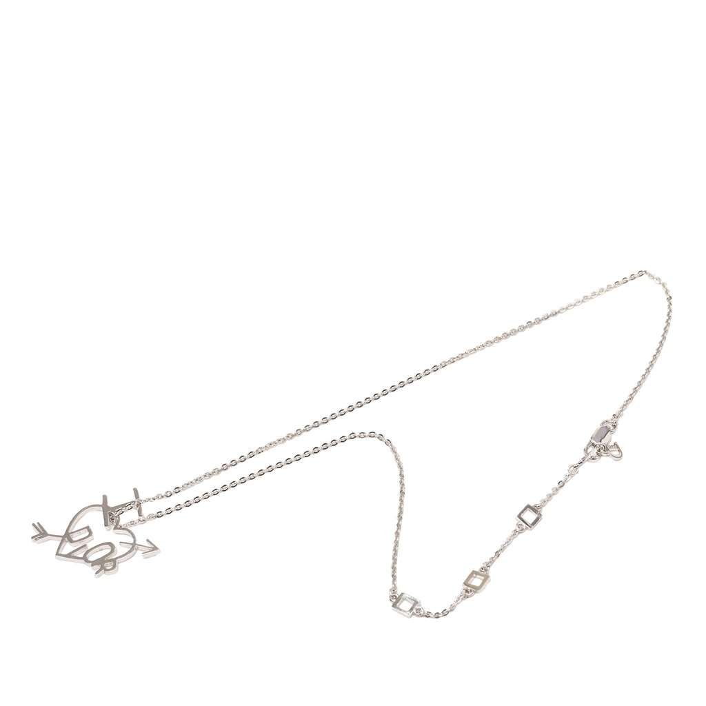 Dior Brass I Love Dior Pendant Necklace Silver Metal Very good - Front View