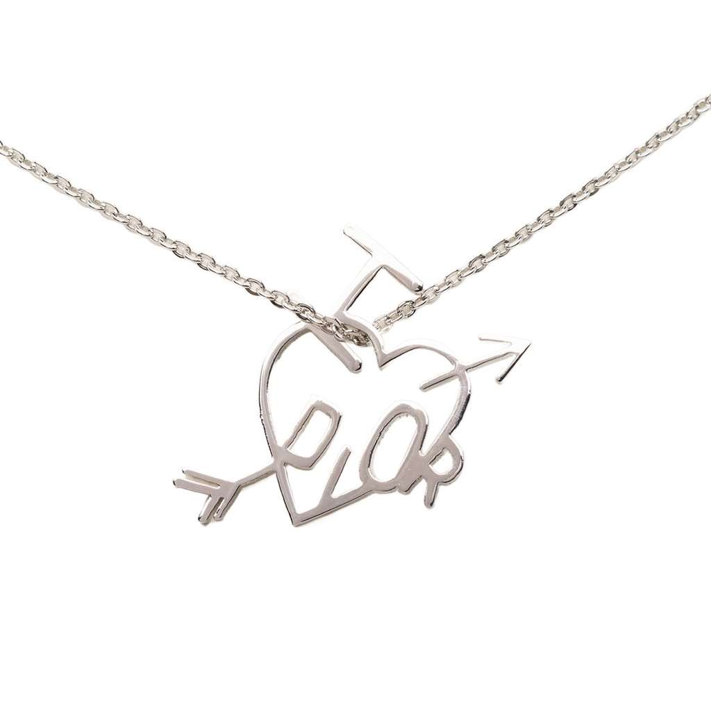 Dior Brass I Love Dior Pendant Necklace Silver Metal Very good - Back View