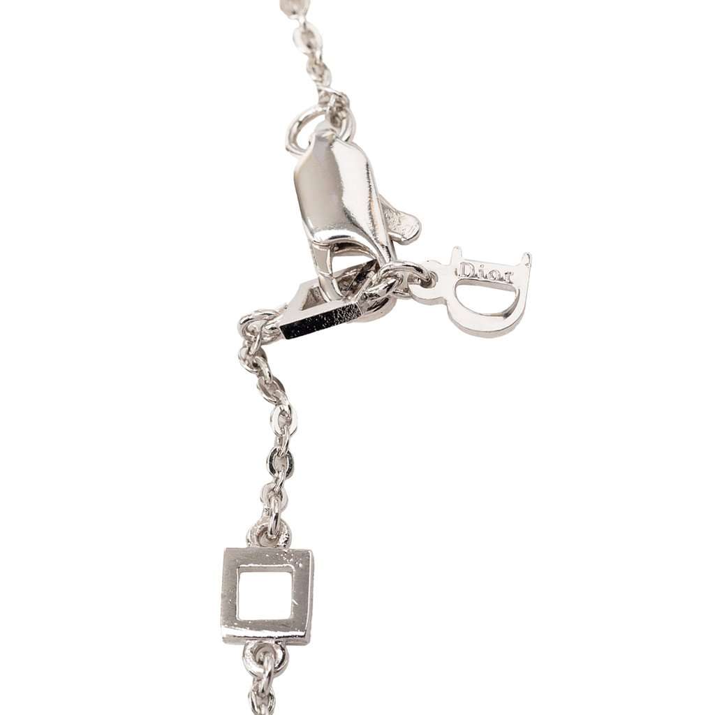 Dior Brass I Love Dior Pendant Necklace Silver Metal Very good - Model View