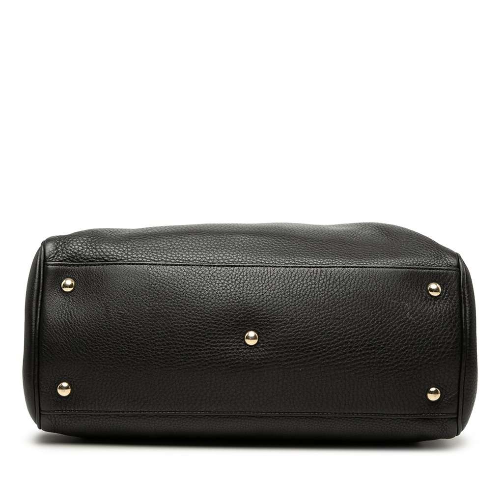 Gucci Medium Calfskin Bamboo Shopper Satchel Black Leather Very good - Inside View
